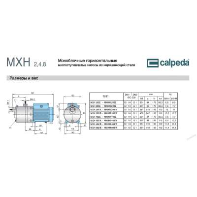 Горизонтальный многоступенчатый насосный агрегат Calpeda MXH 202